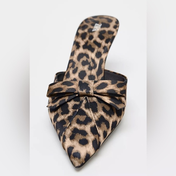 🔥🔥Zara Animal print Bow high heel Mules - Picture 4 of 5